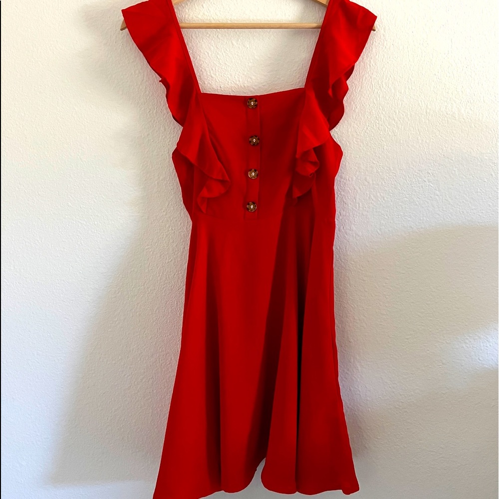 Red midi dress